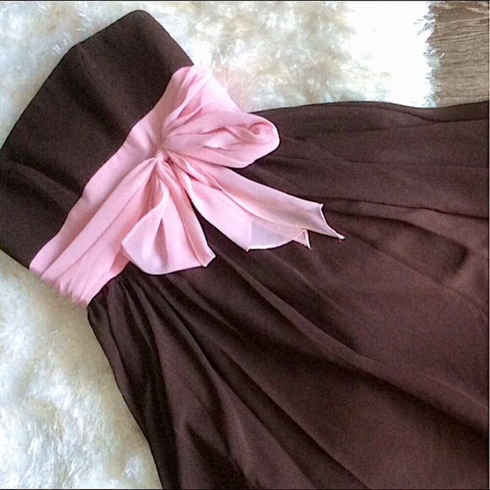 Alfred Angelo Strapless Dress Pink Brown 4